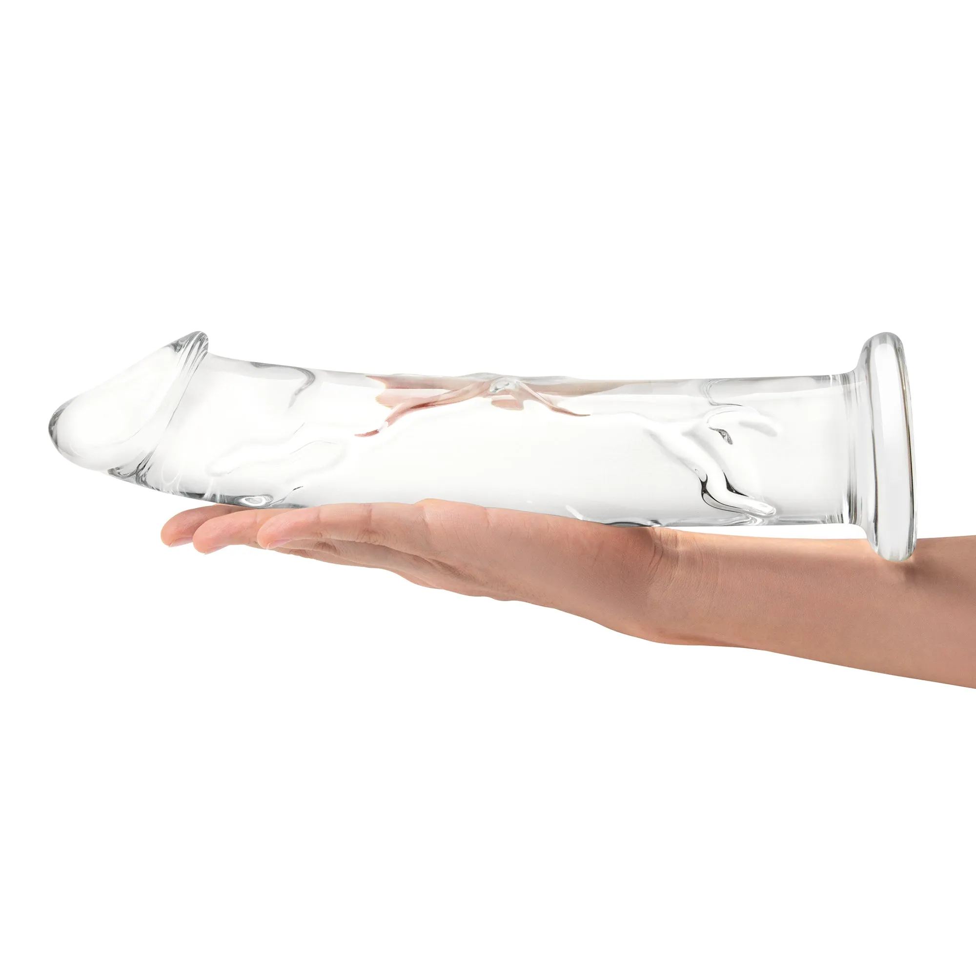 12" Glass Dildo With Veins & Flat Base