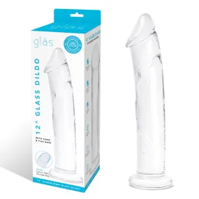 12" Glass Dildo With Veins & Flat Base