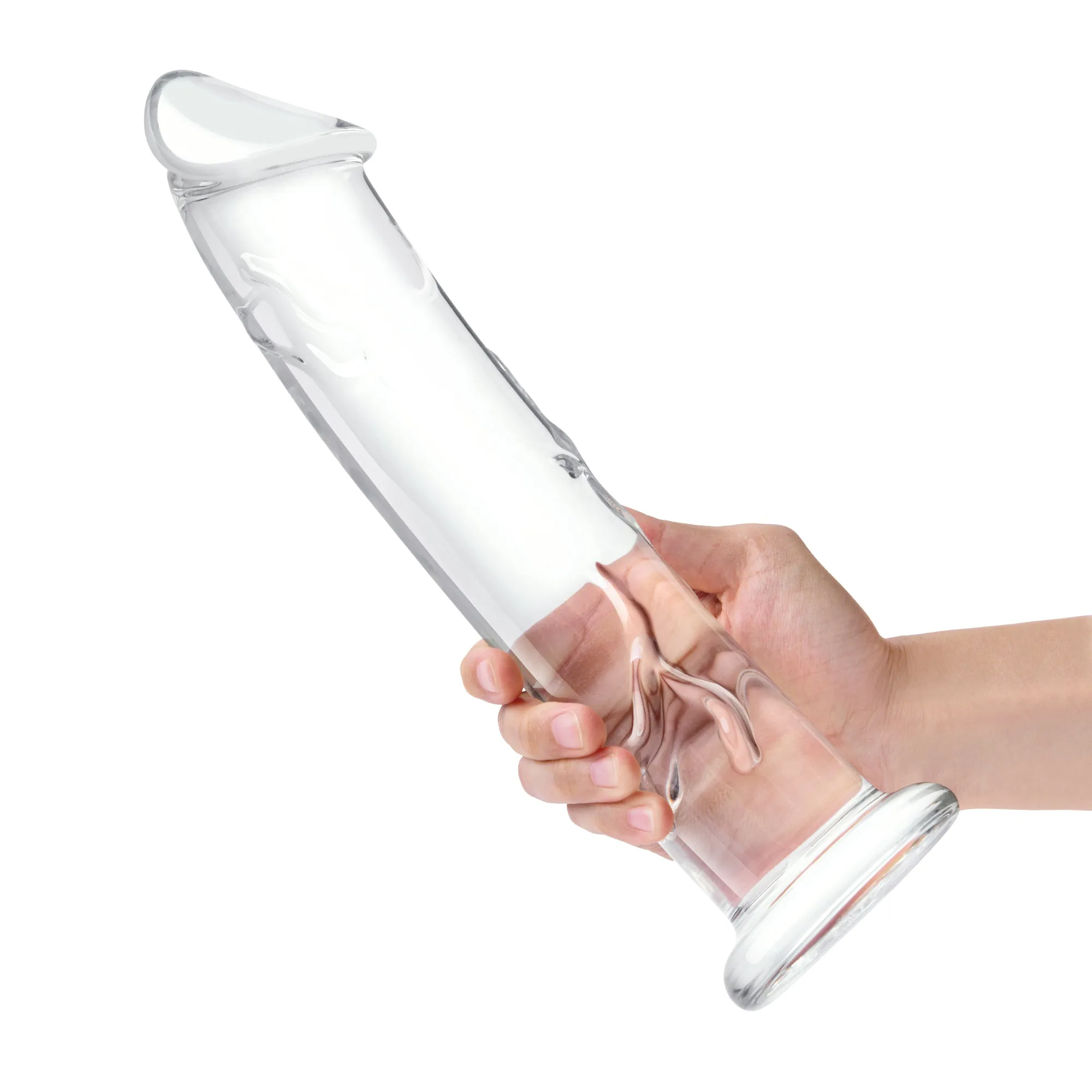 12" Glass Dildo With Veins & Flat Base