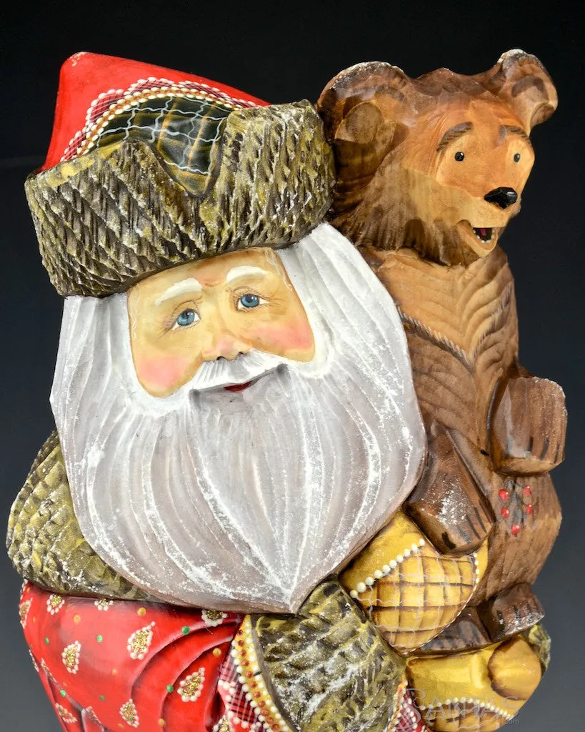 15 inch Large Red Russian Santa with Bears