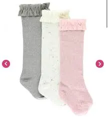 3 pair Knee High Socks-Confetti, Heather Gray & Ballet Pink