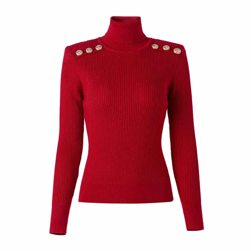 6 Colors High Collar Sweater Women Wool Blended Slim Fit Top