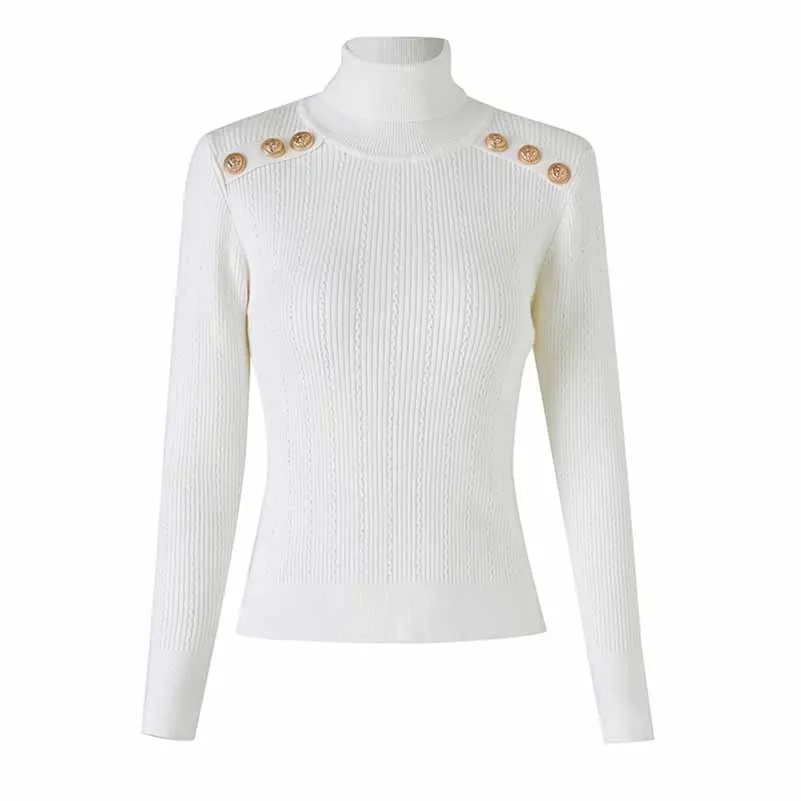 6 Colors High Collar Sweater Women Wool Blended Slim Fit Top