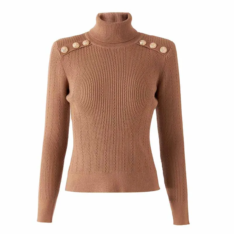 6 Colors High Collar Sweater Women Wool Blended Slim Fit Top