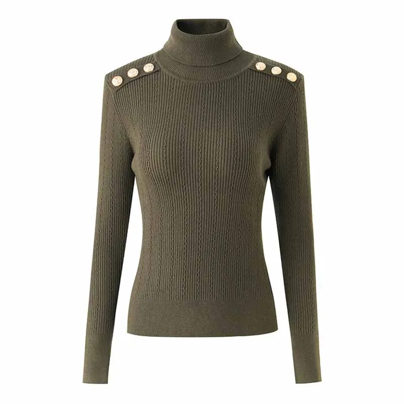 6 Colors High Collar Sweater Women Wool Blended Slim Fit Top