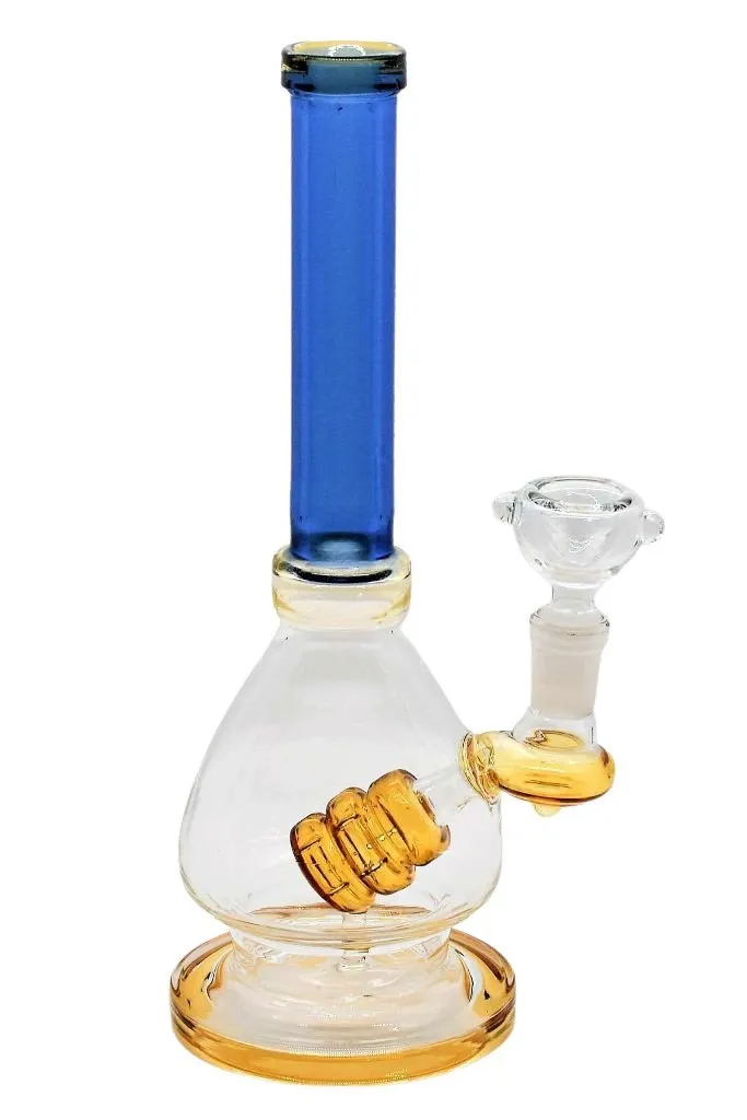 9" Beaker Style Perc Bong With 14mm Flower Bowl