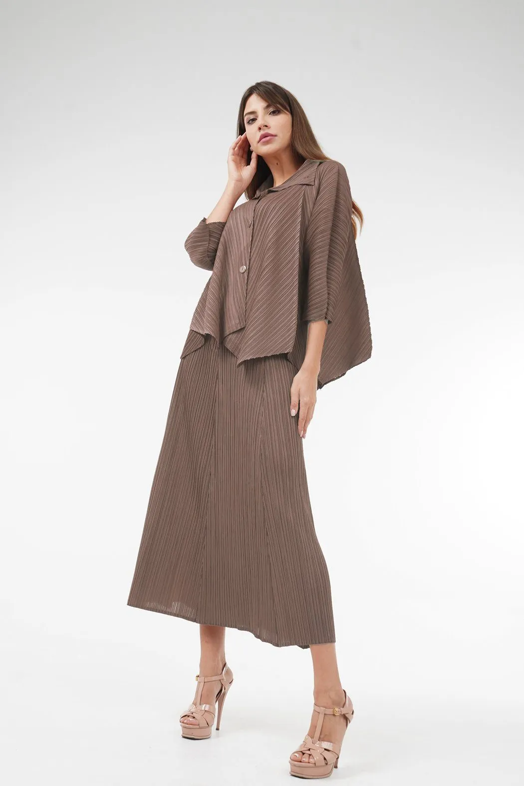 Abelia Button-up Pleated Blouse