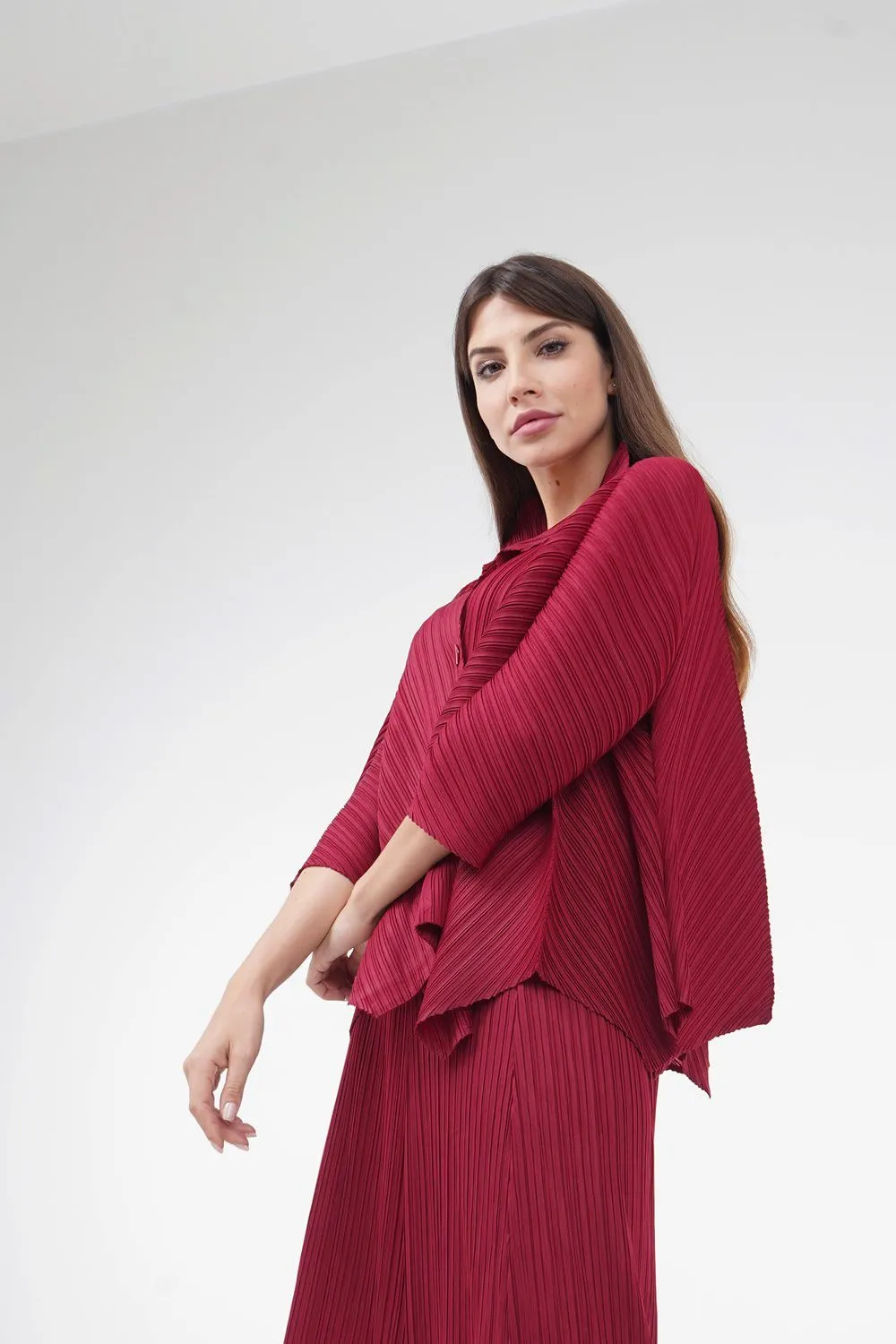 Abelia Button-up Pleated Blouse