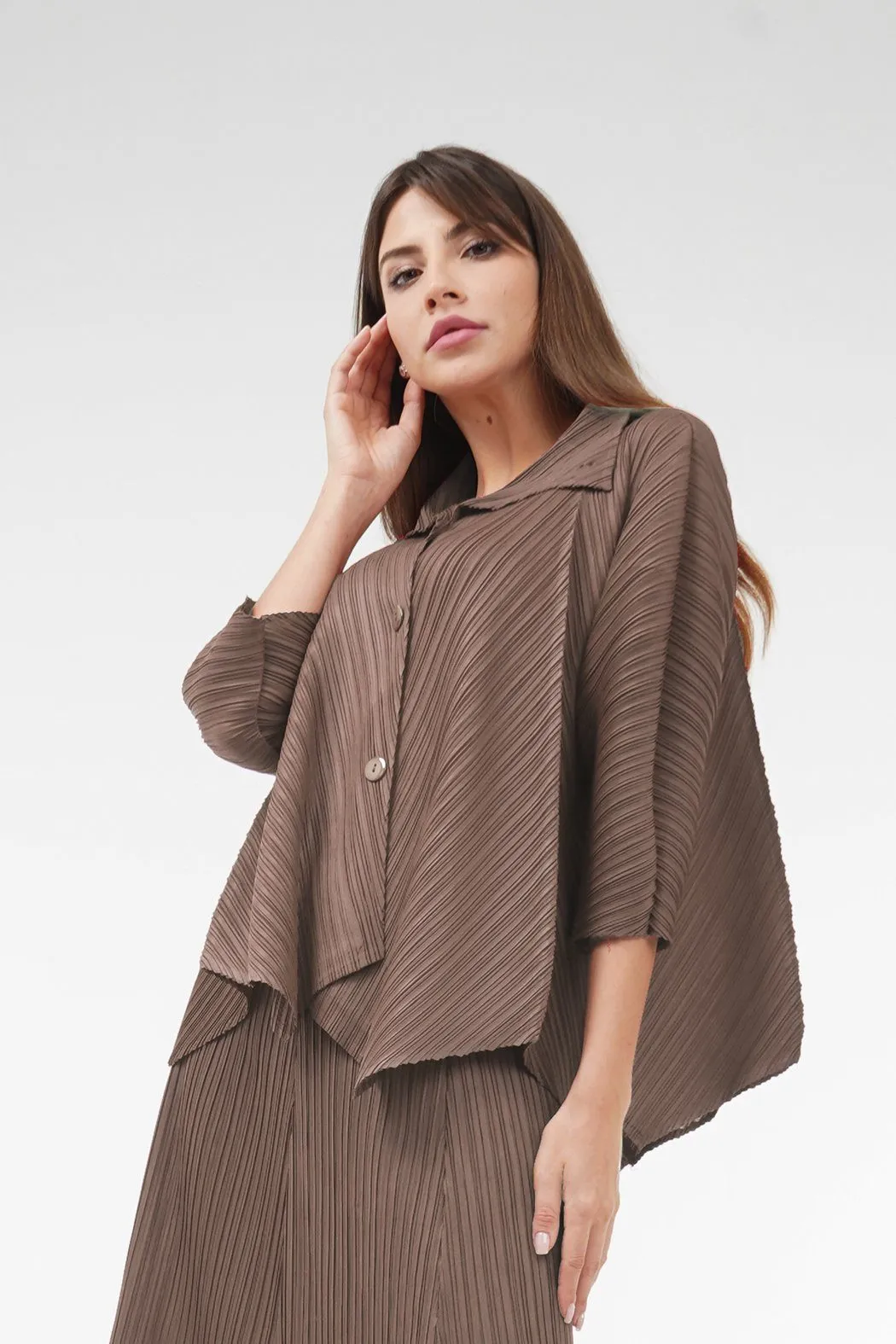 Abelia Button-up Pleated Blouse