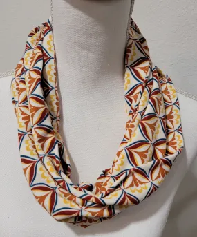 Abstract Lotus Flower Single Loop Knit Infinity Scarf