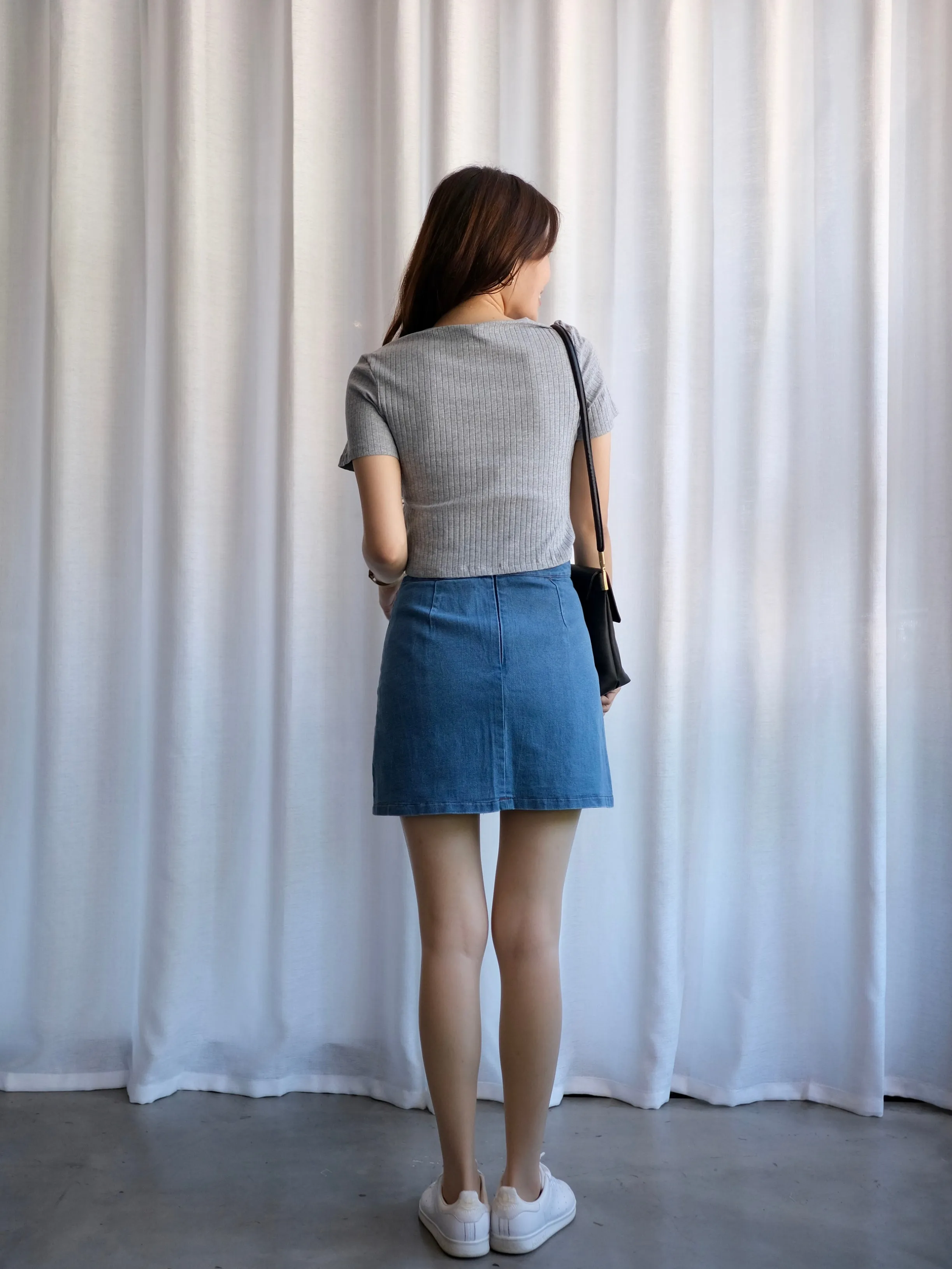 ACEWIN Denim Semi Pleated Skirt (Size S-L) 400377