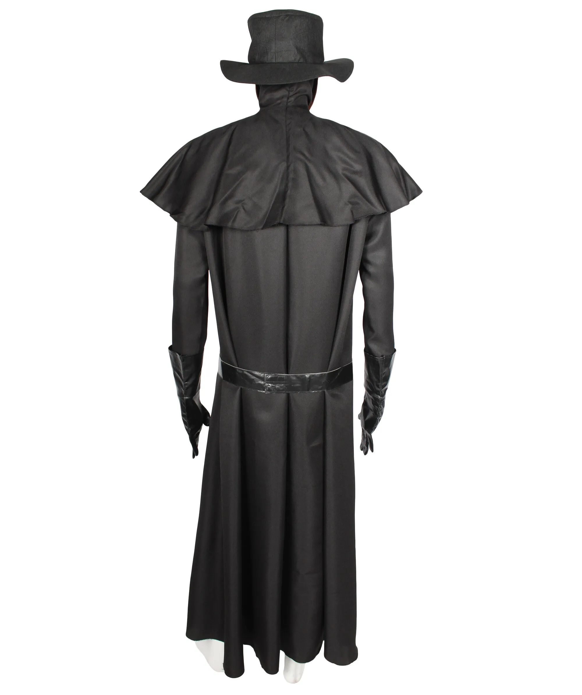 Adult Men’s Classic Black Plague Doctor Costume with Bird-like Beak Mask I Perfect for Halloween I Synthetic Fabric Cosplay Costume