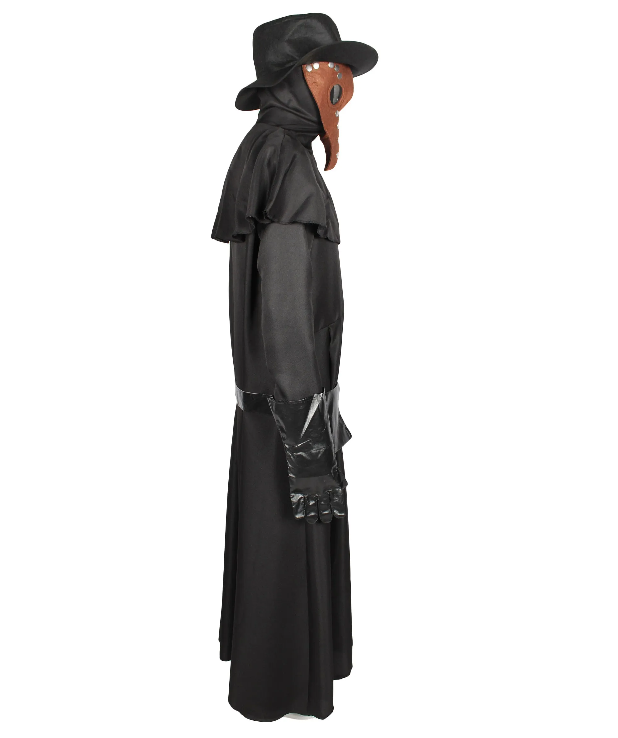 Adult Men’s Classic Black Plague Doctor Costume with Bird-like Beak Mask I Perfect for Halloween I Synthetic Fabric Cosplay Costume