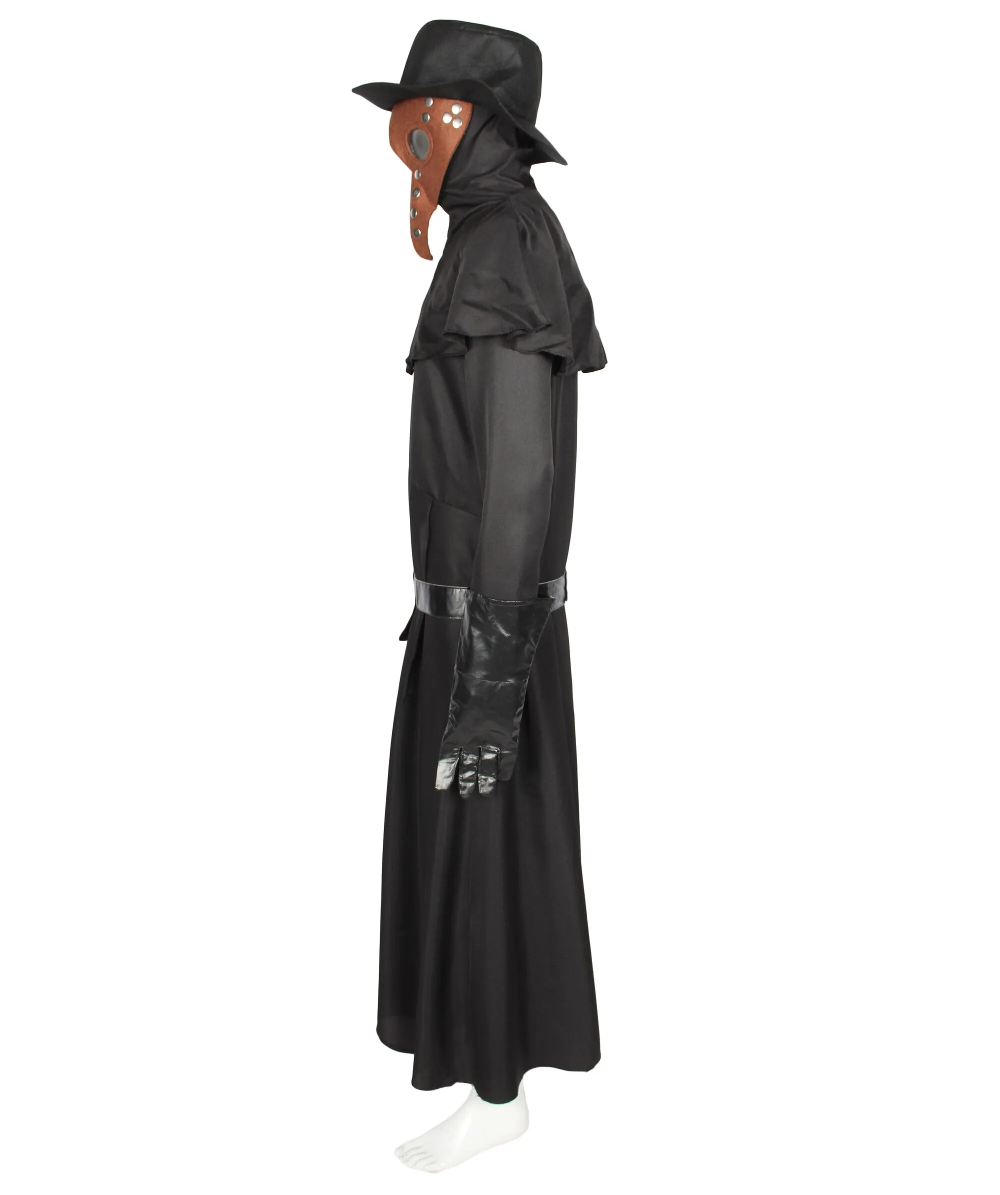 Adult Men’s Classic Black Plague Doctor Costume with Bird-like Beak Mask I Perfect for Halloween I Synthetic Fabric Cosplay Costume