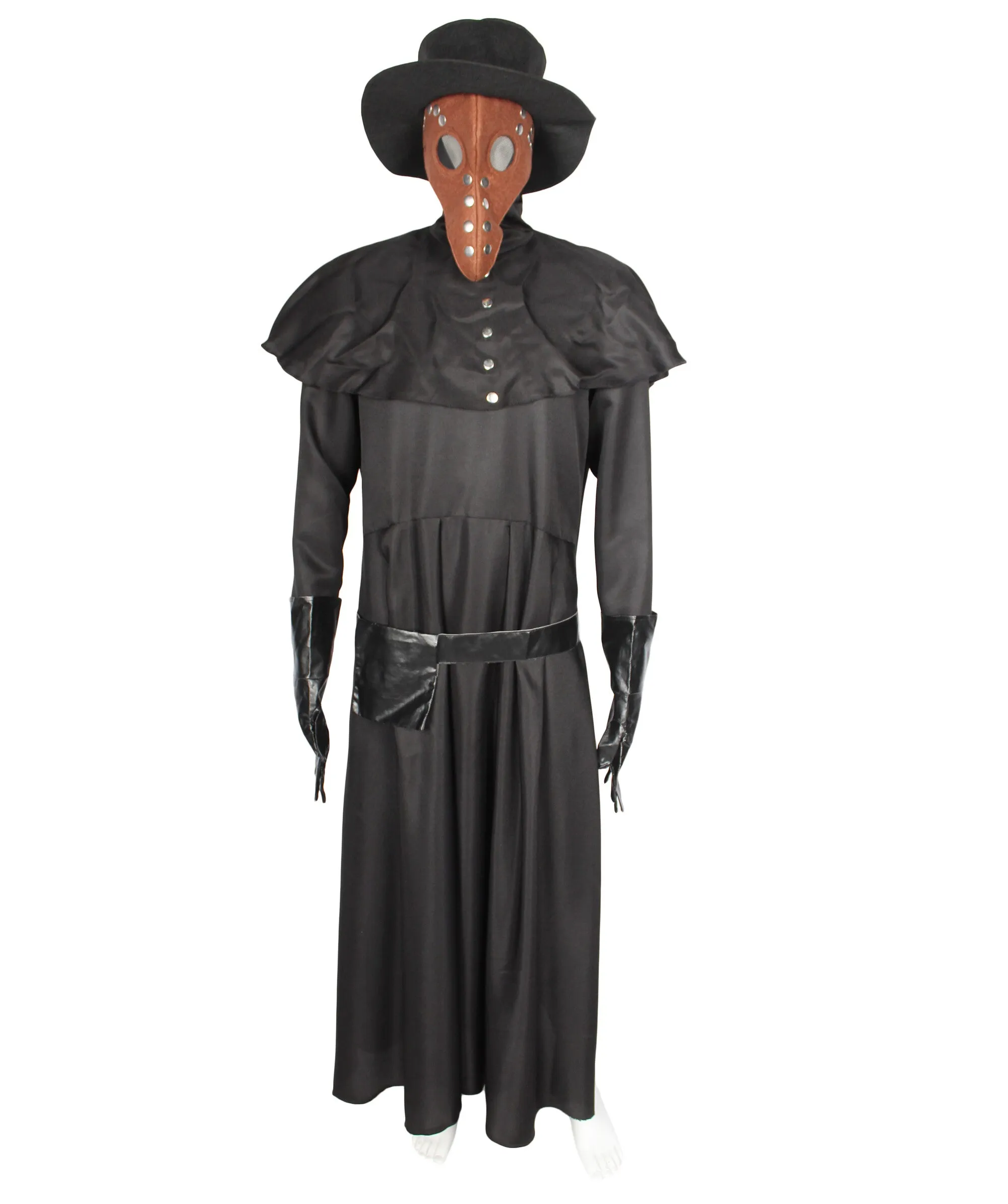 Adult Men’s Classic Black Plague Doctor Costume with Bird-like Beak Mask I Perfect for Halloween I Synthetic Fabric Cosplay Costume