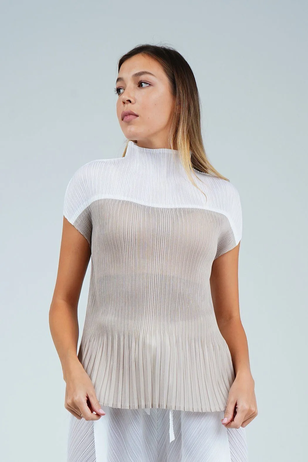 Alina High Neck Pleated Top