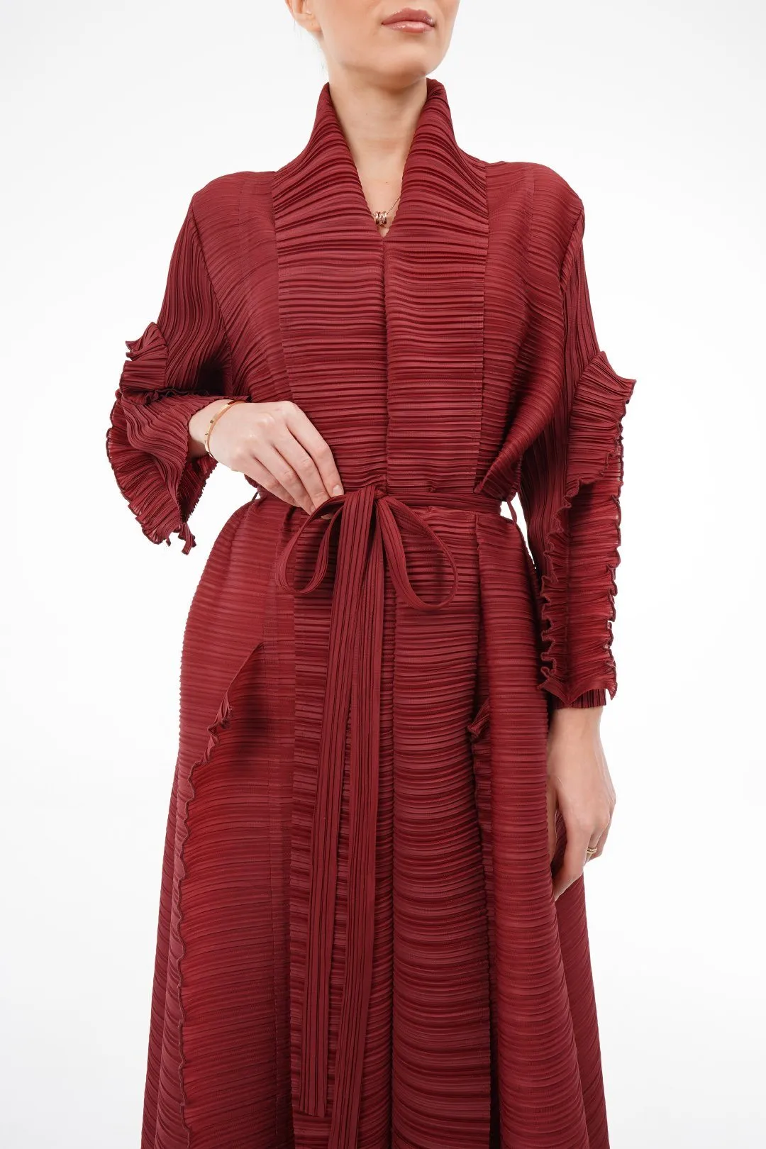 Allison Ruffle Sleeve Dress with Belt