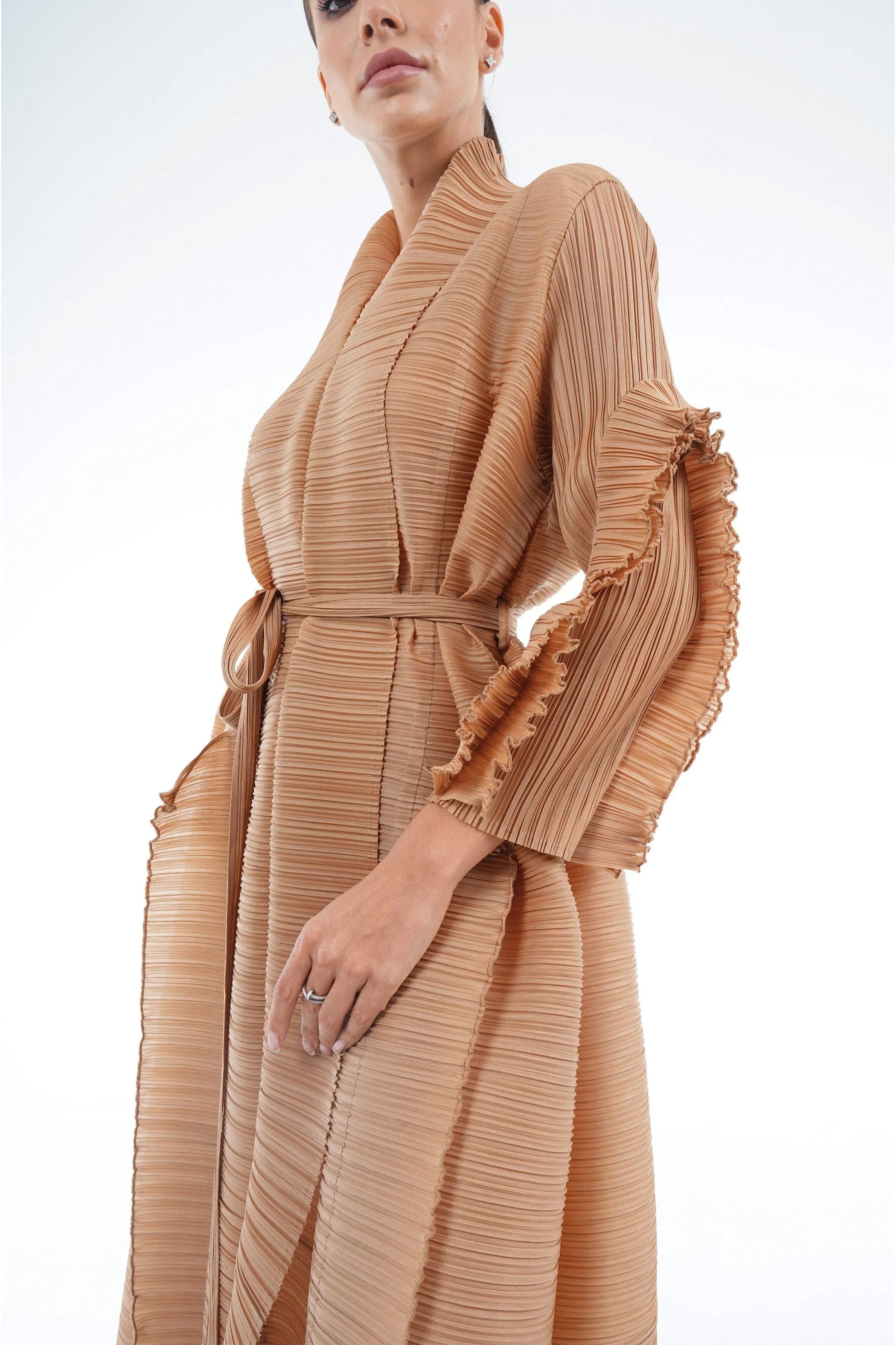 Allison Ruffle Sleeve Dress with Belt