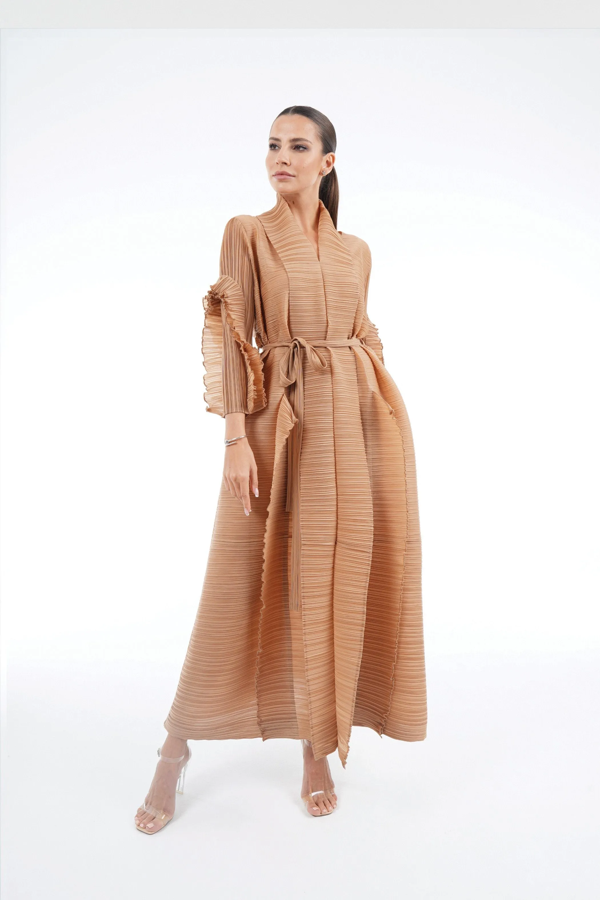 Allison Ruffle Sleeve Dress with Belt