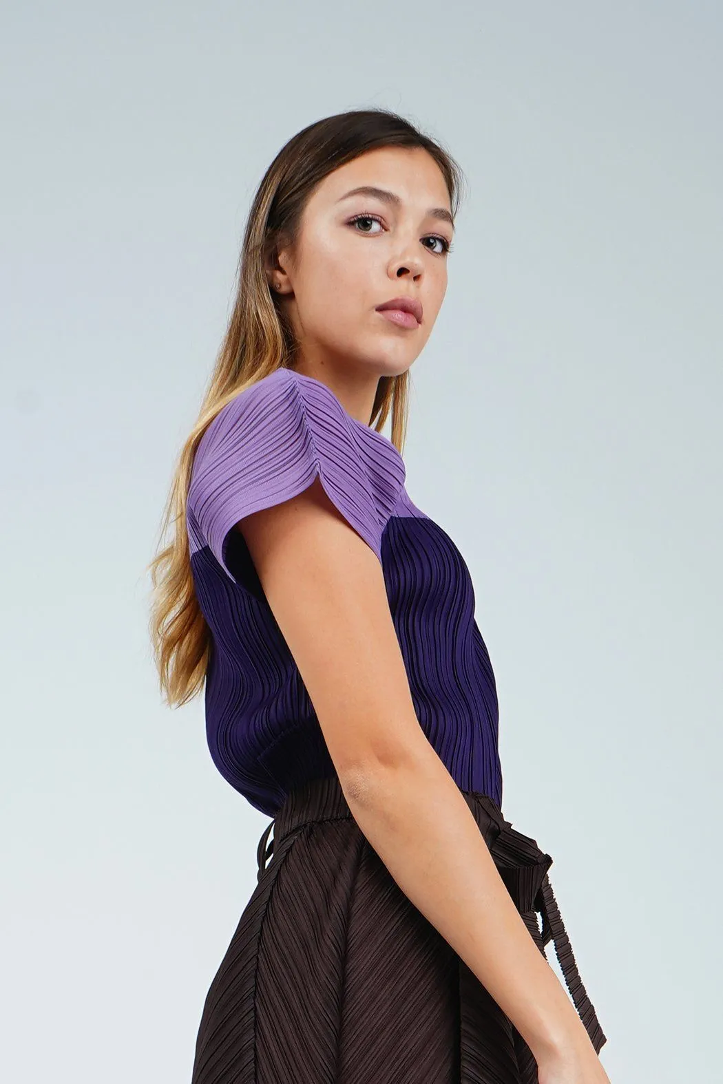 Alvia Cap Sleeve Pleated Top