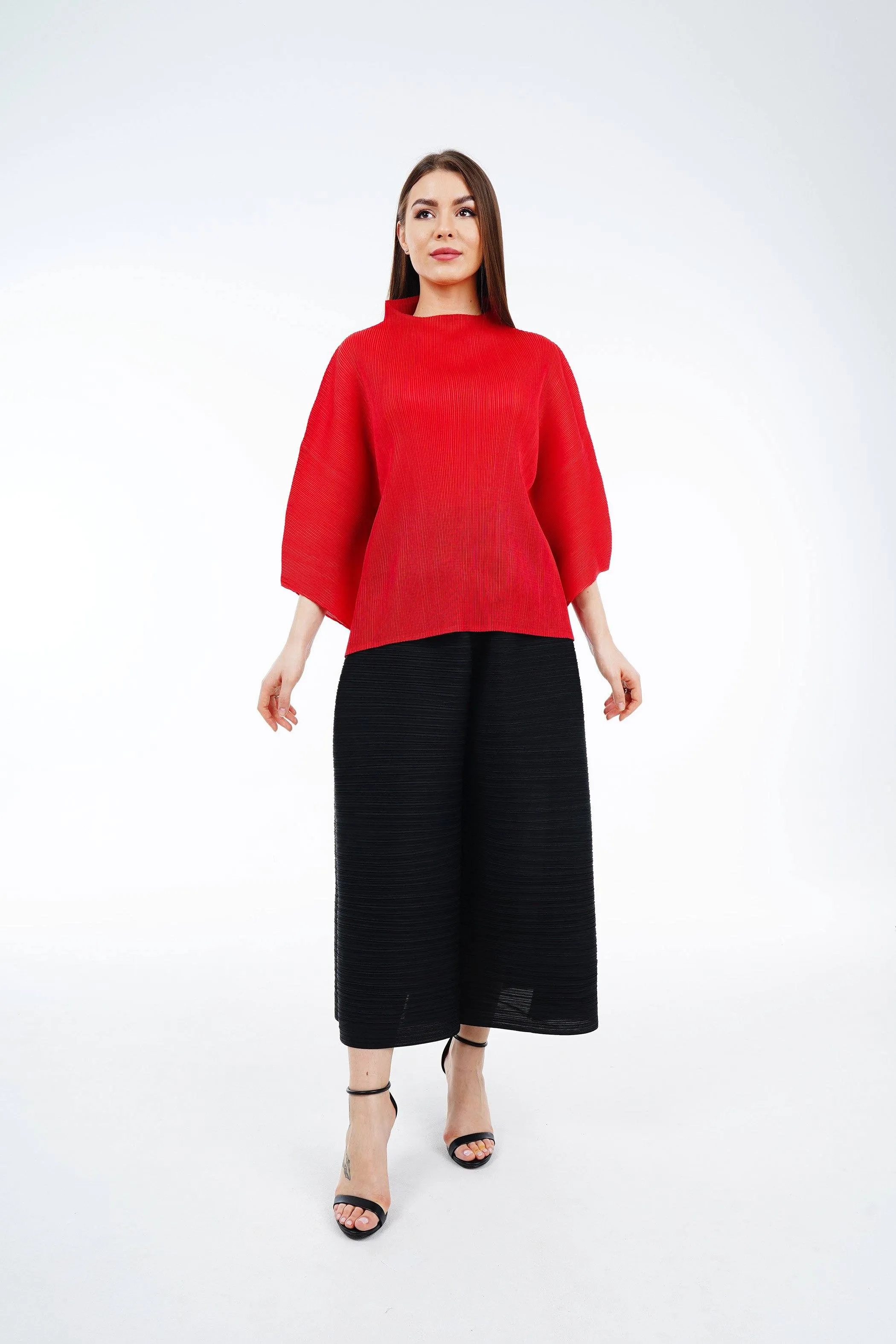 Amelia High Neck Pleated Top