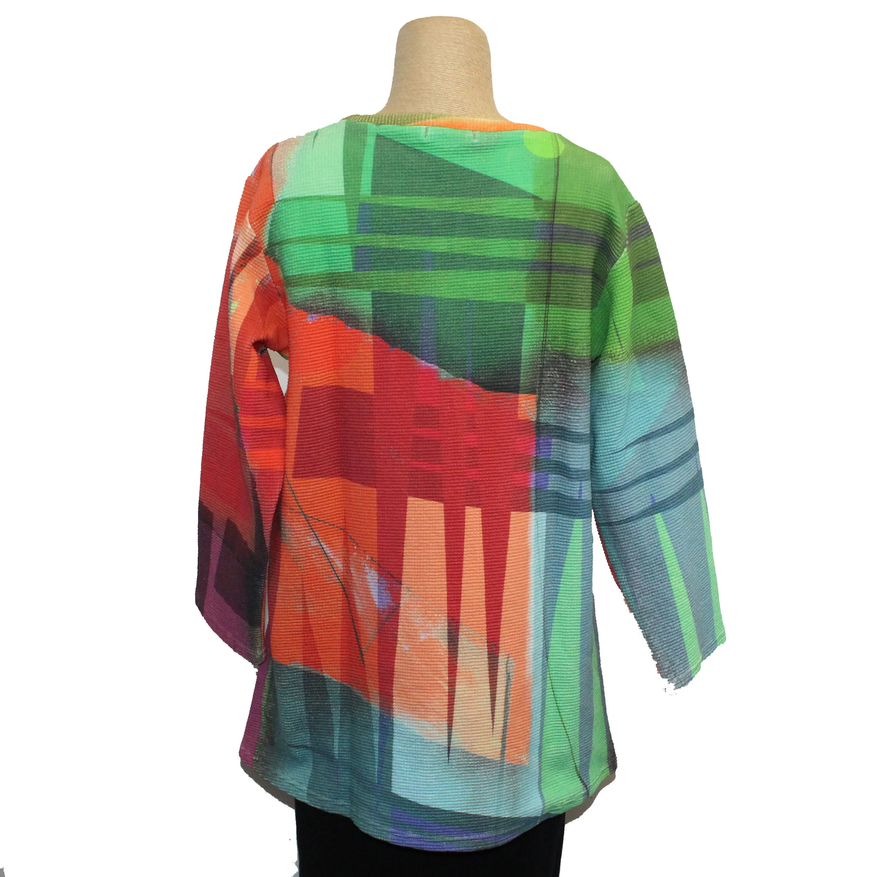 Andrea Geer Boxy Top With Scarf, Red, Orange, Yellow, Multi XS & S