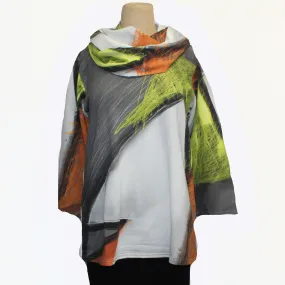 Andrea Geer Pullover With Scarf, Fitted, Grey Sketch/Multi-Color S & M