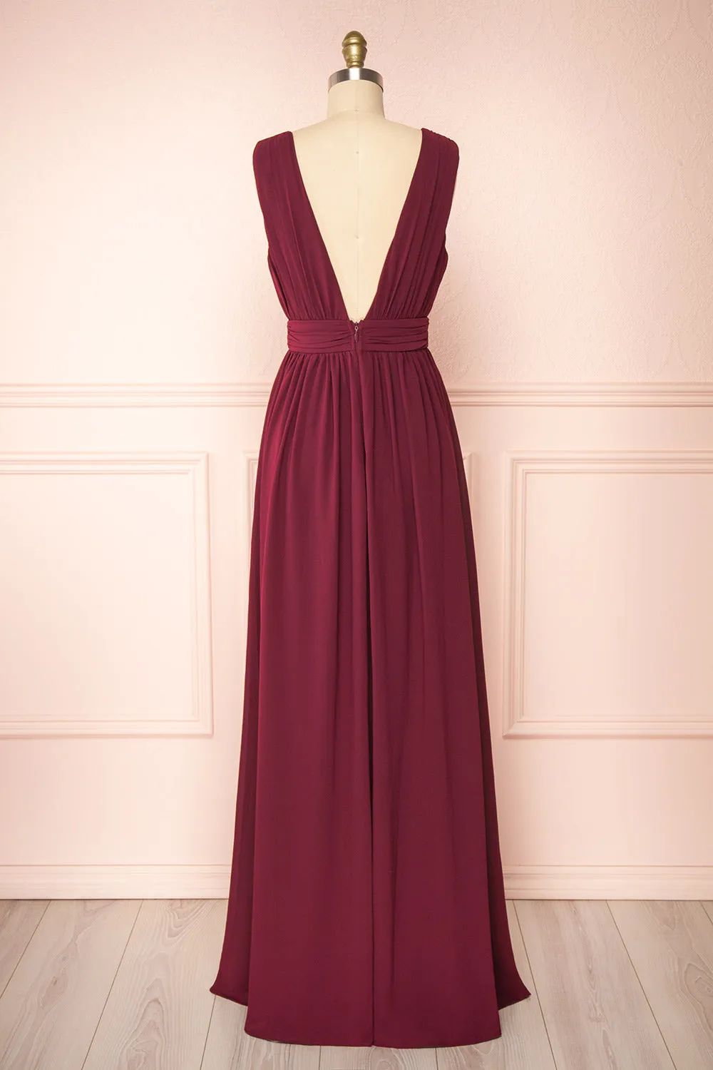 Animos Burgundy | V-Neck Maxi Dress