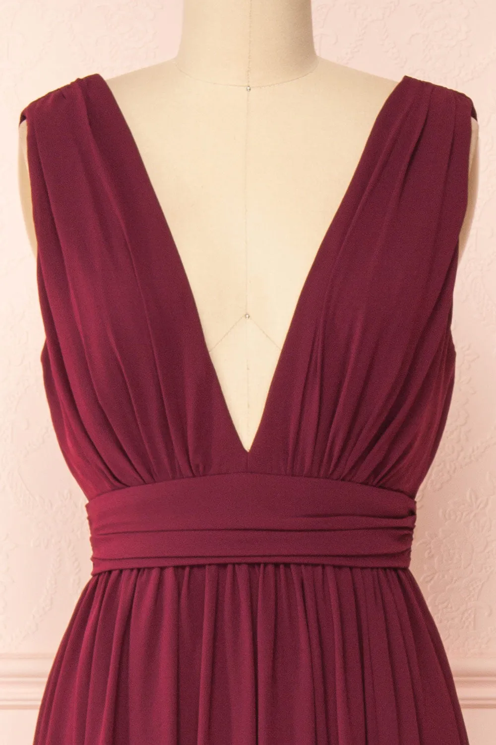 Animos Burgundy | V-Neck Maxi Dress