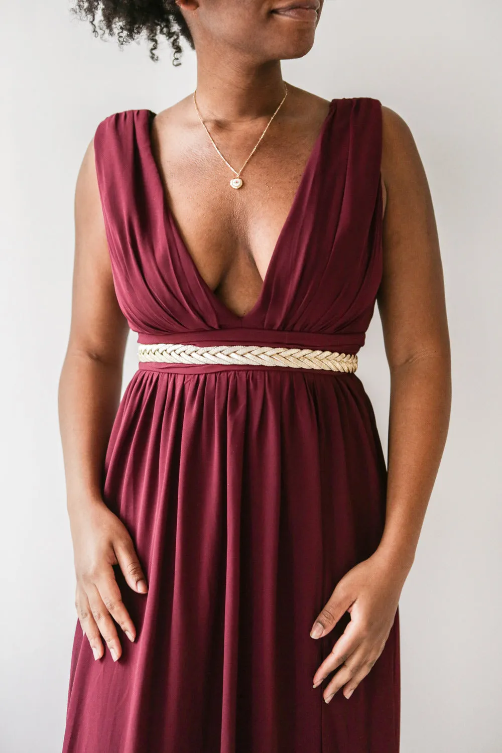 Animos Burgundy | V-Neck Maxi Dress