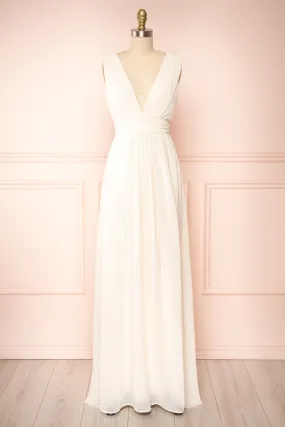 Animos Cream | V-Neck Maxi Dress