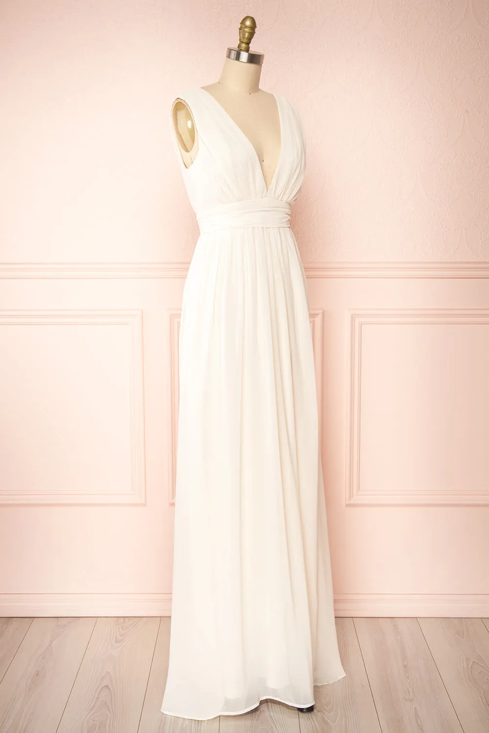 Animos Cream | V-Neck Maxi Dress