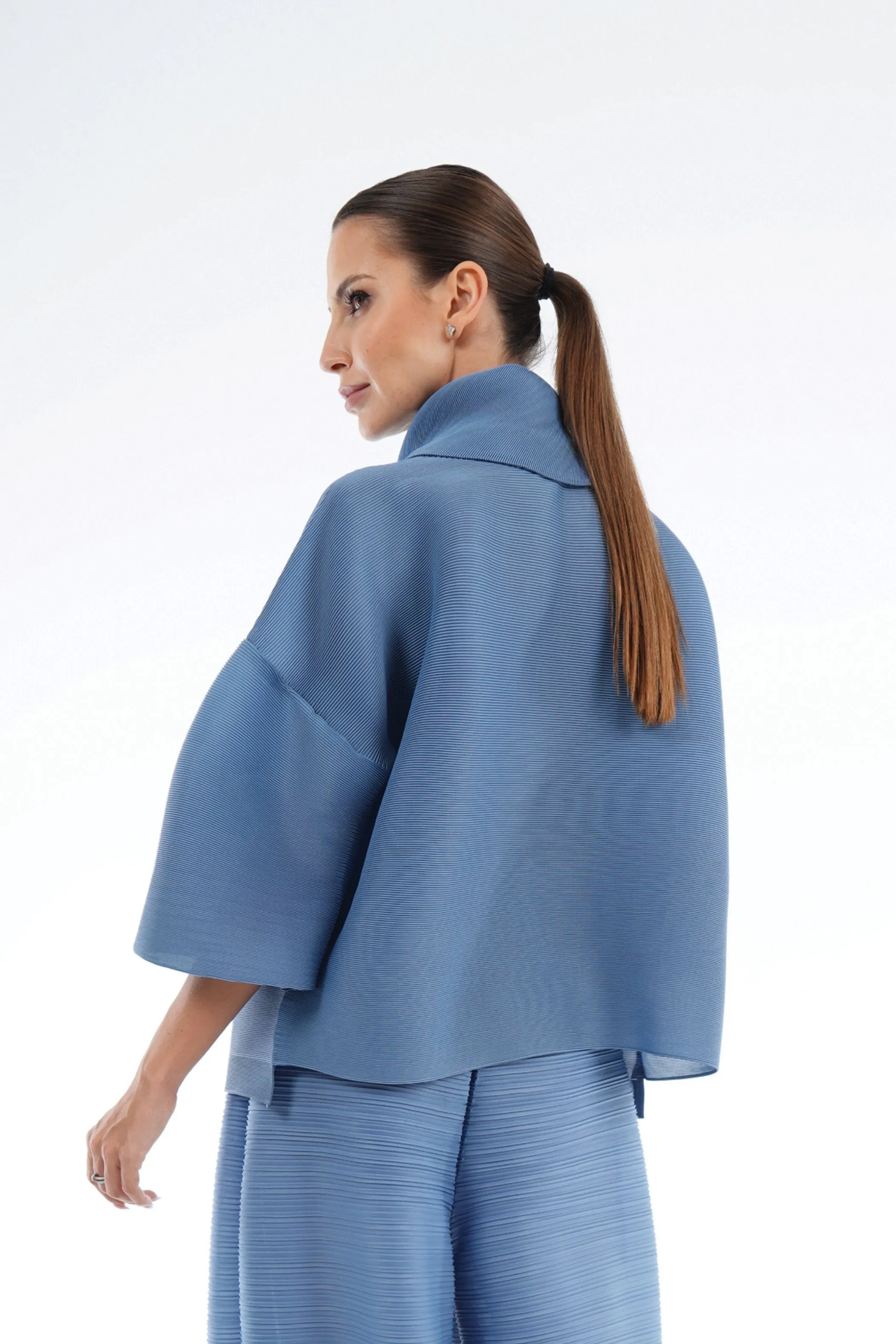 Aria Folded Collar Pleated Top