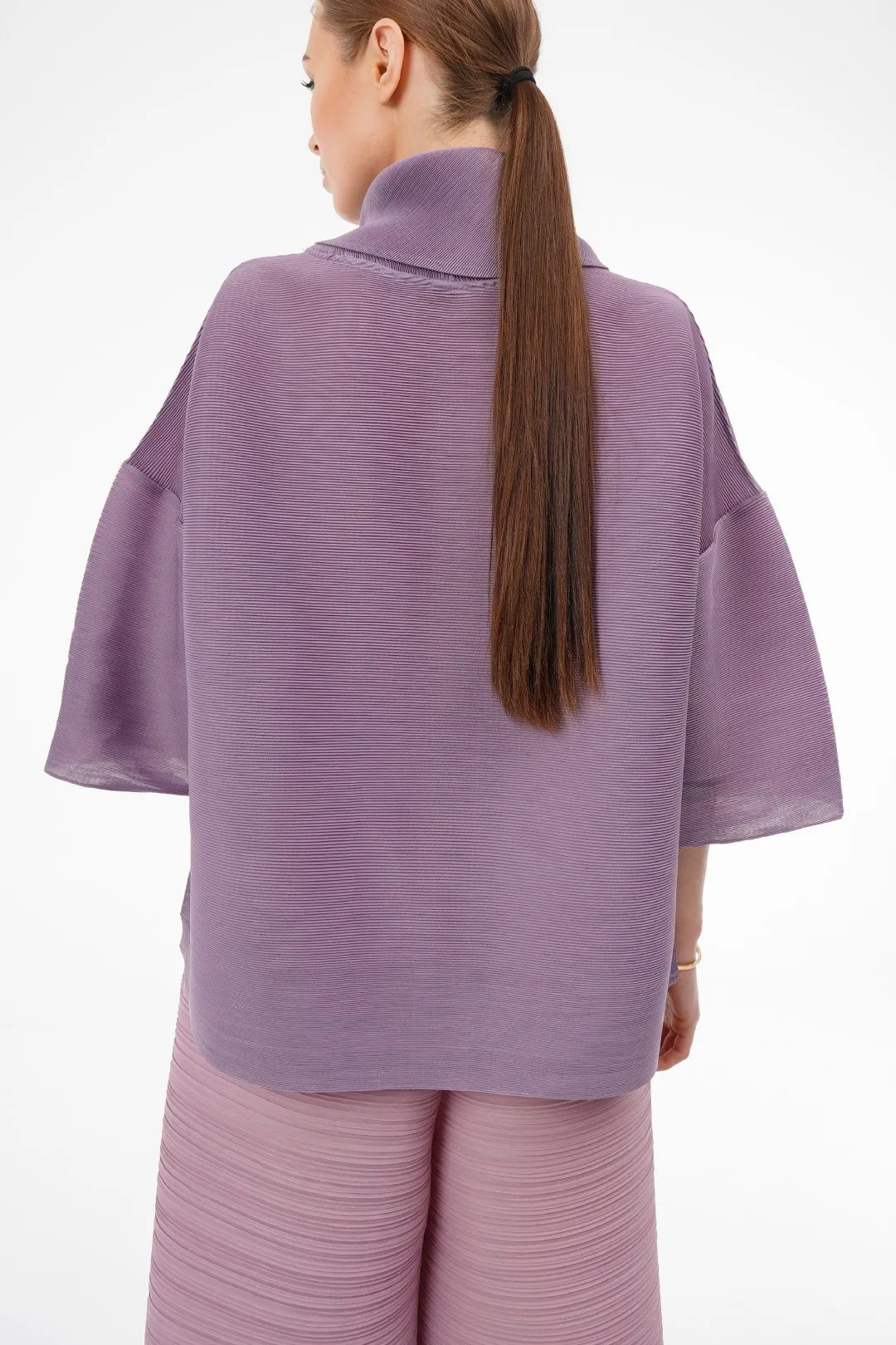 Aria Folded Collar Pleated Top