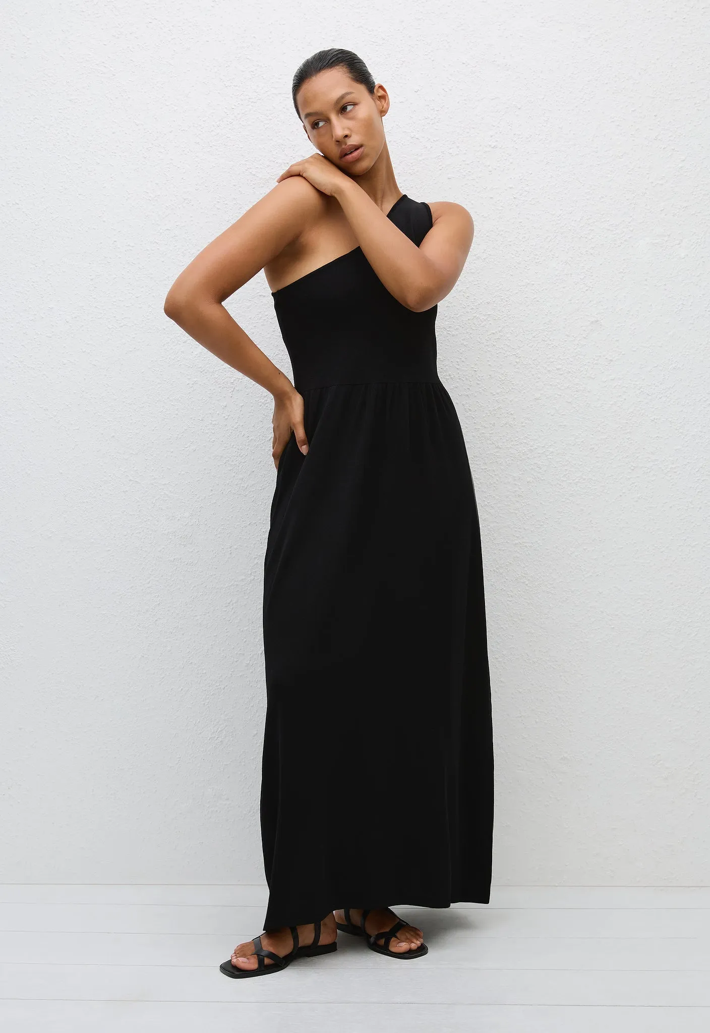 Asymmetric Knit Dress - Black