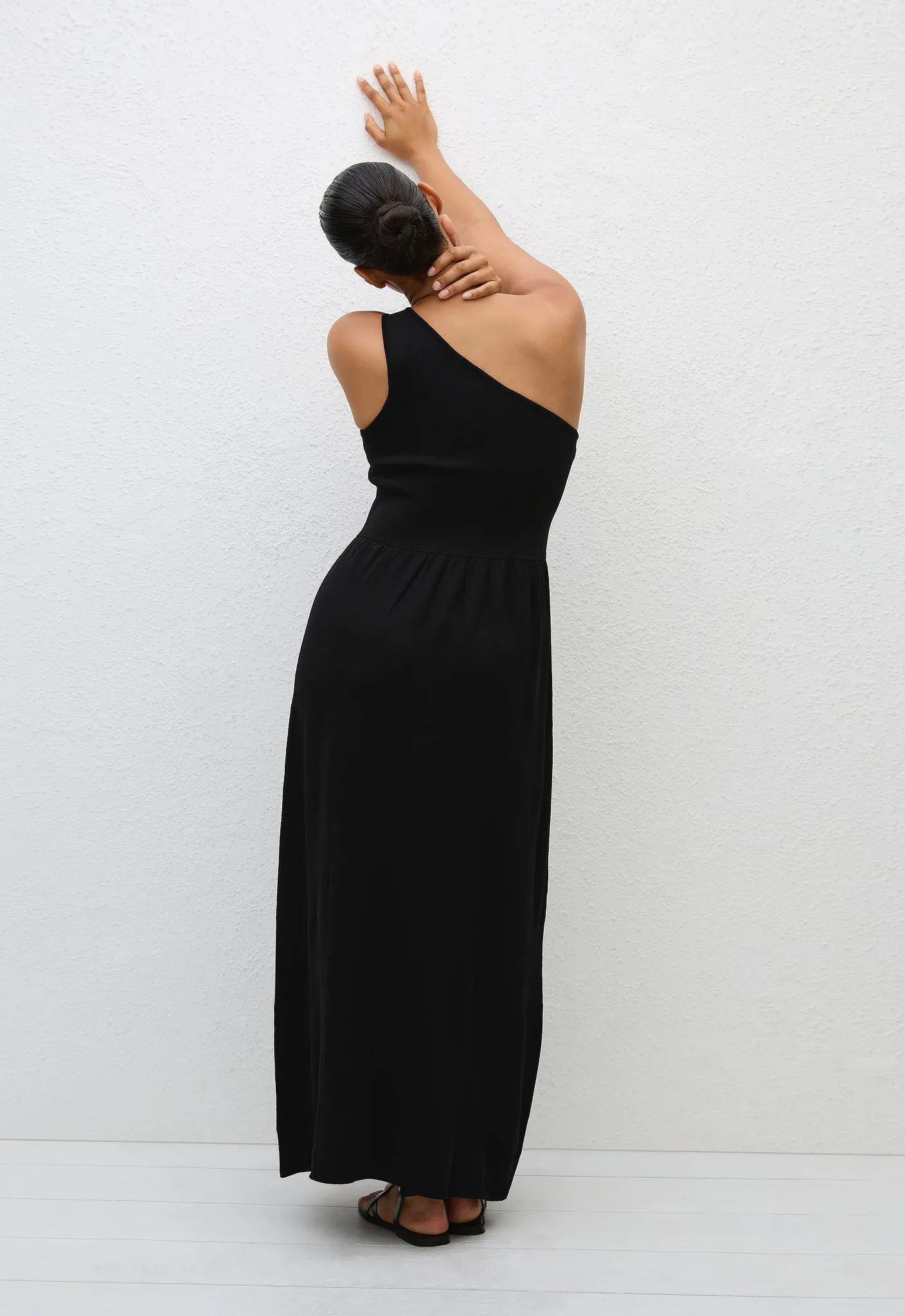 Asymmetric Knit Dress - Black