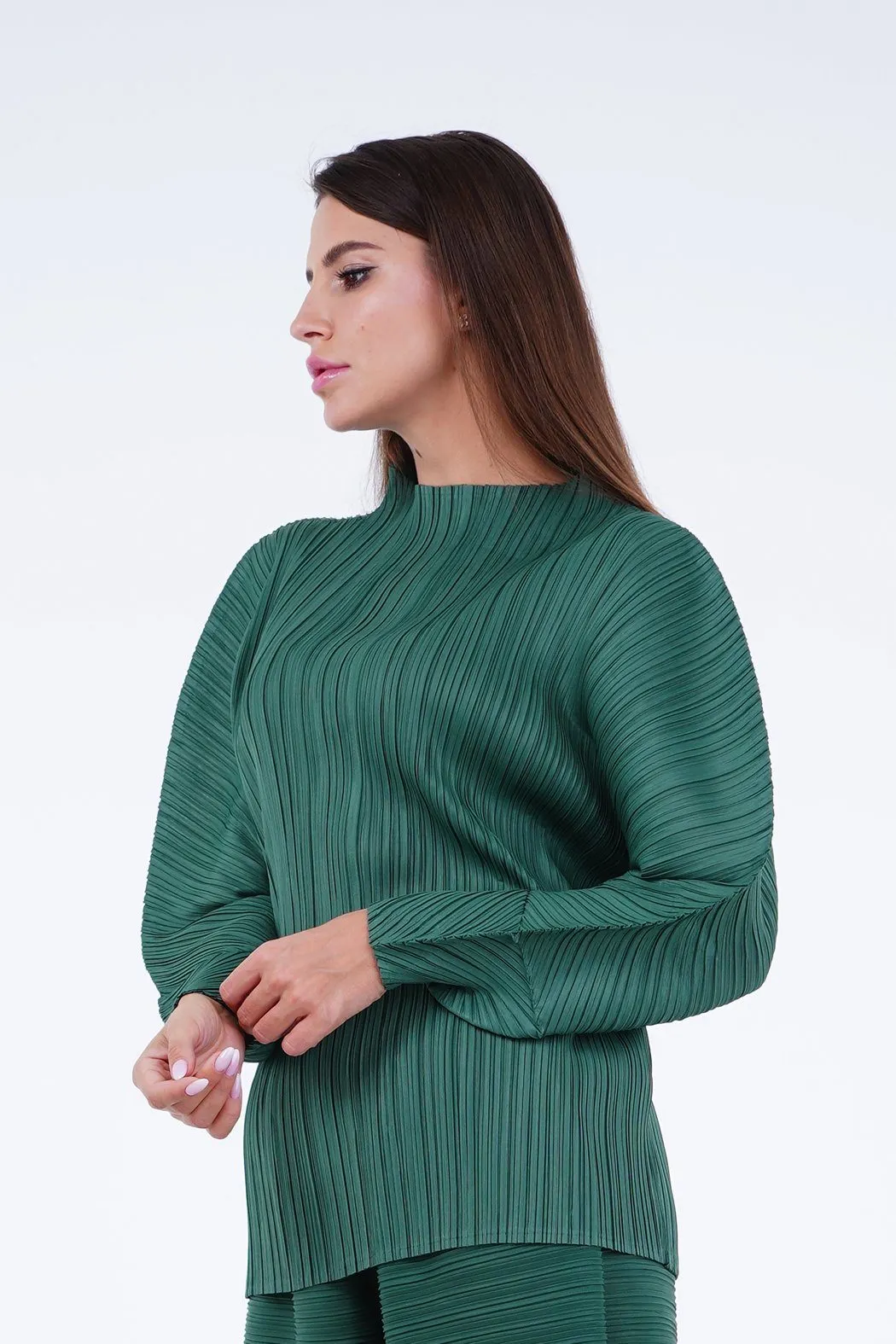 Aurora High Neck Pleated Top