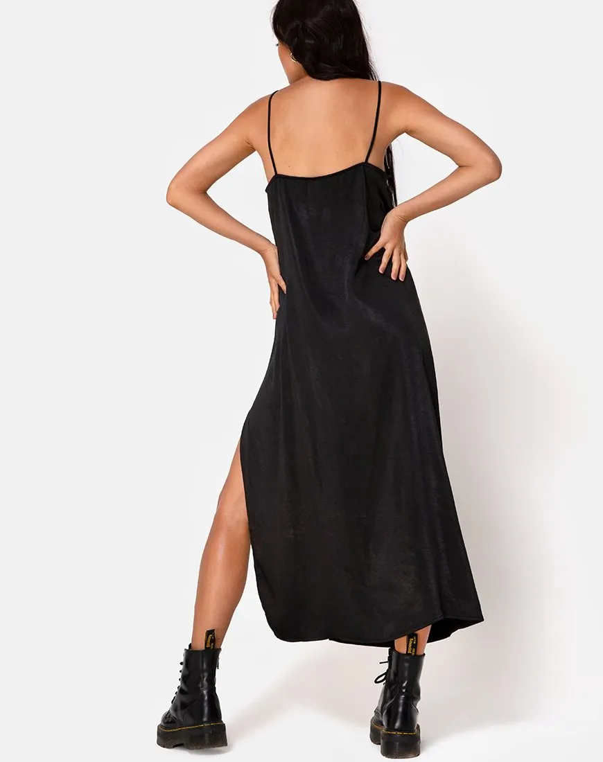 Batis Maxi Dress in Satin Black