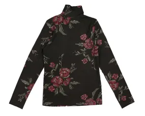 Belati Black Floral Modal Turtleneck