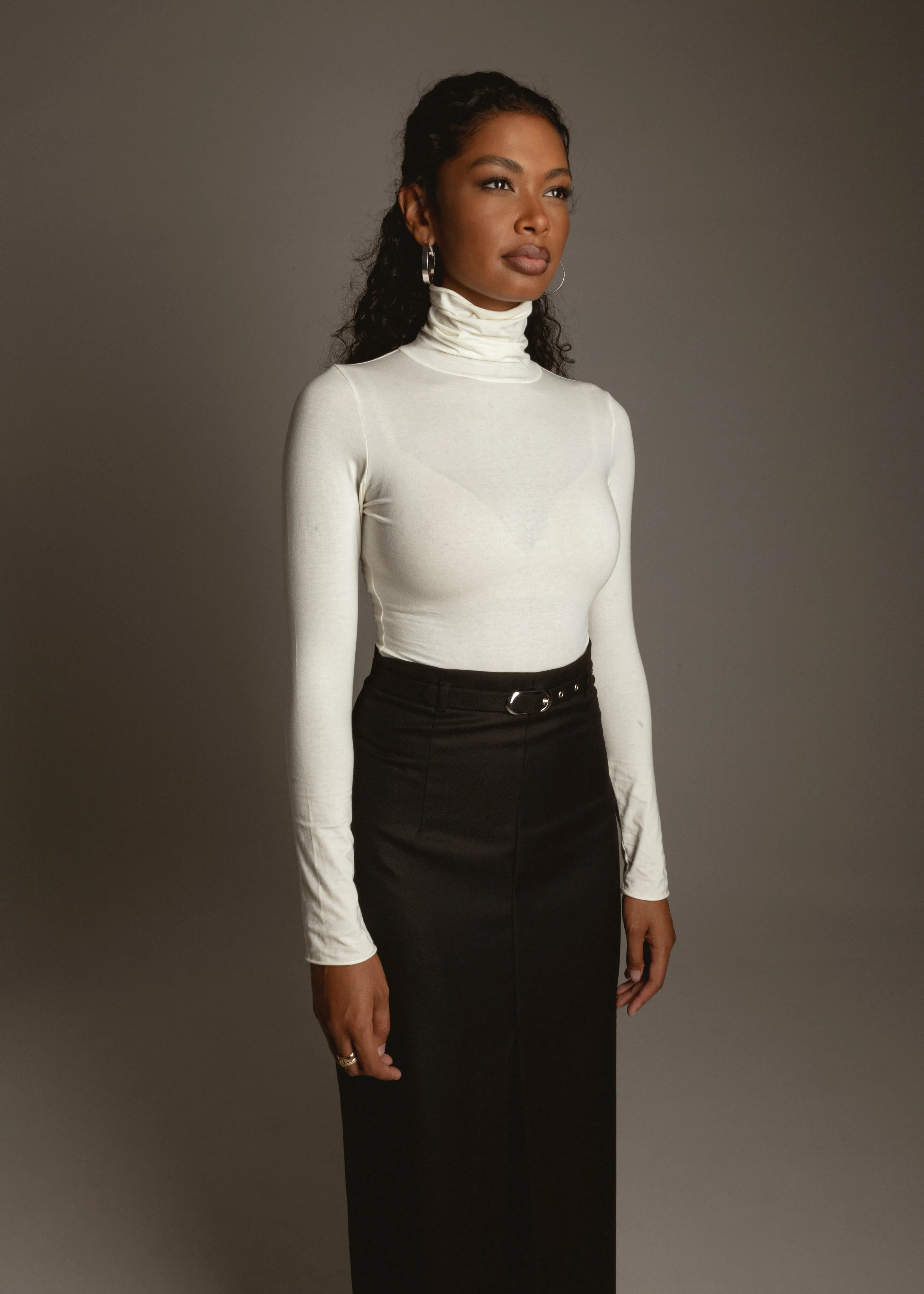 Belle Turtleneck Bodysuit Off-White