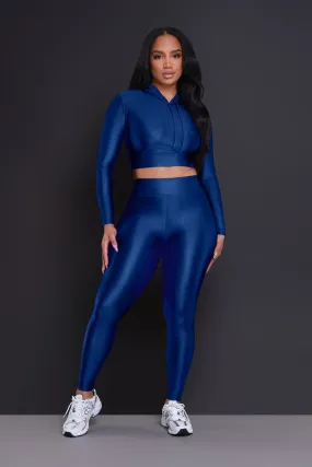 Big Ego Cropped Hooded Legging Set - Royal Blue