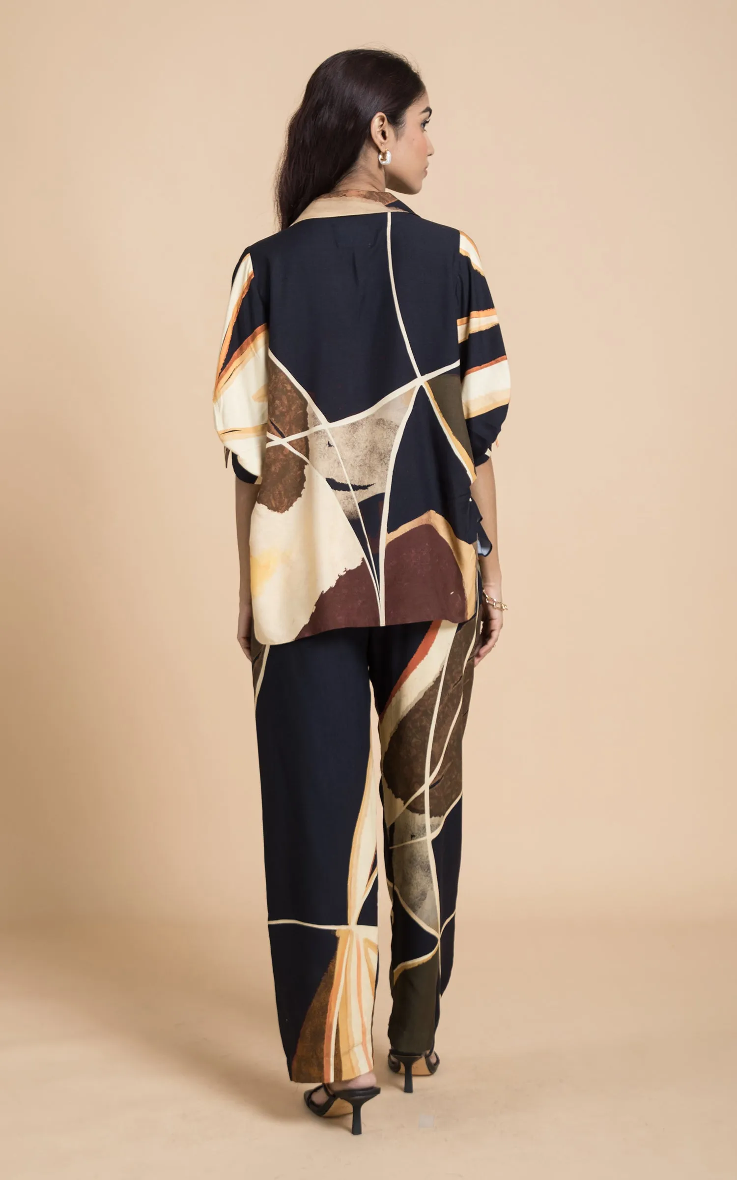 Black & Beige Abstract Printed Co-ord Set