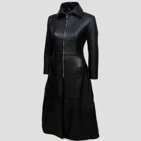 Black Genuine Leather Long Body Coat