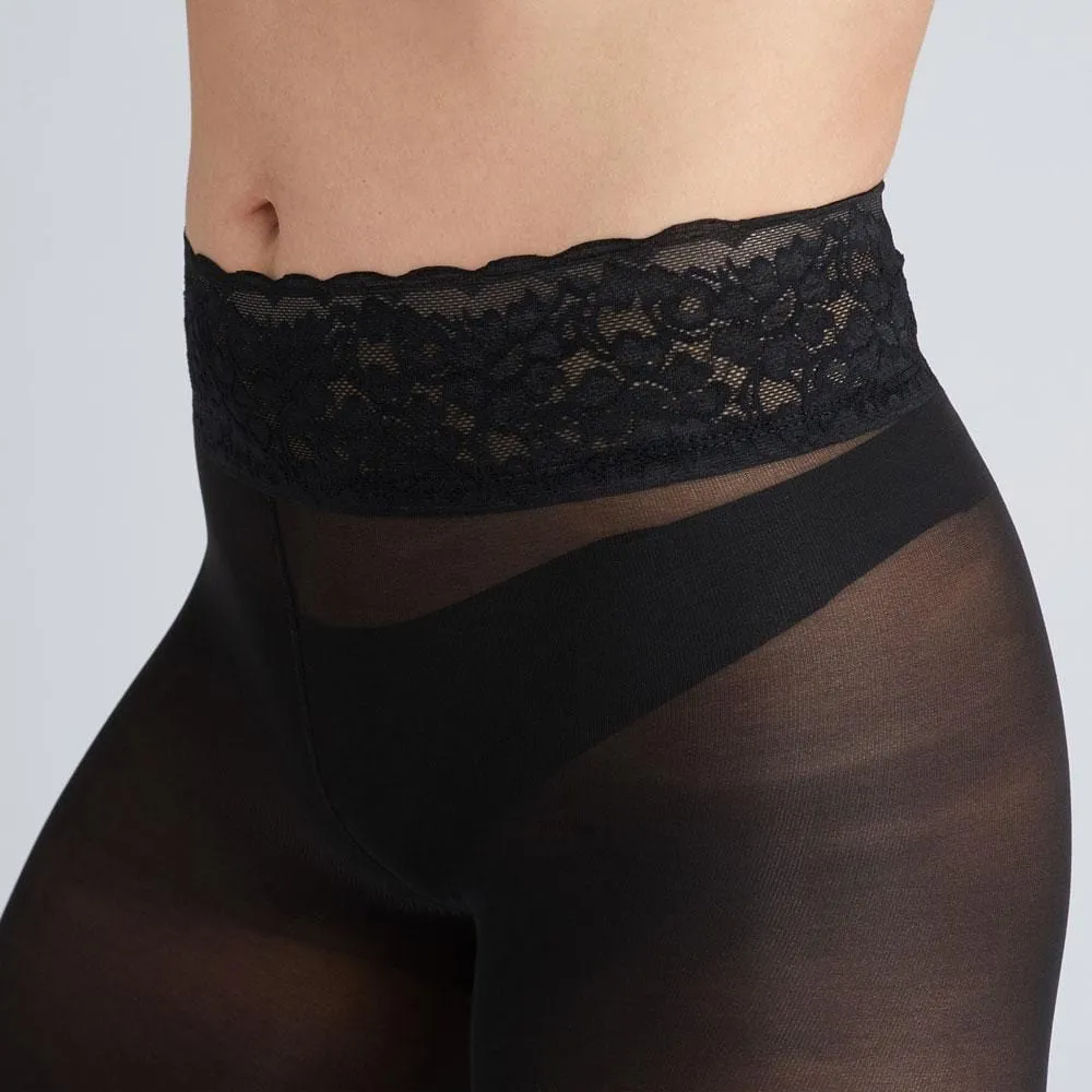 Black Semi-Opaque Tights With Luxe Comfort Waistband