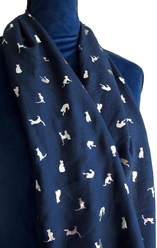 Blue Biccari Cat Foil Scarf