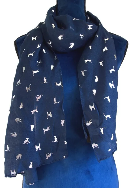 Blue Biccari Cat Foil Scarf