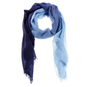 Blue Ombré Hand Woven Cashmere Wool Scarf