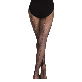 Body Wrappers Adult Back Seam Fishnet Rhinestone Tights