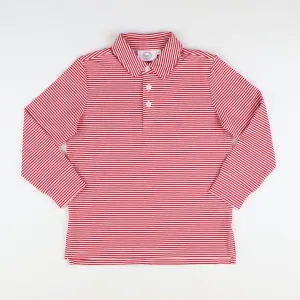 Boys Signature L/S Polo - Holiday Red Stripe Knit