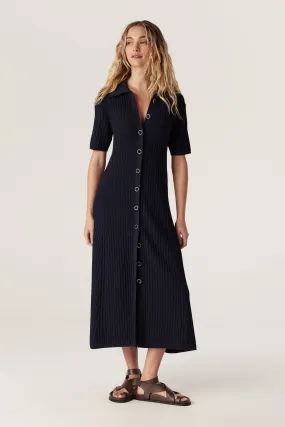 Brooke Crepe Rib Dress - Navy